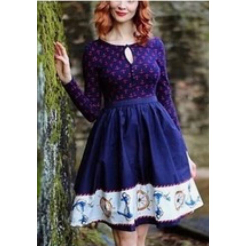 ModCloth |Anchor | Navy Blue Dress | Rockabilly | Retro Vibe | Swing Skirt - Picture 2 of 15